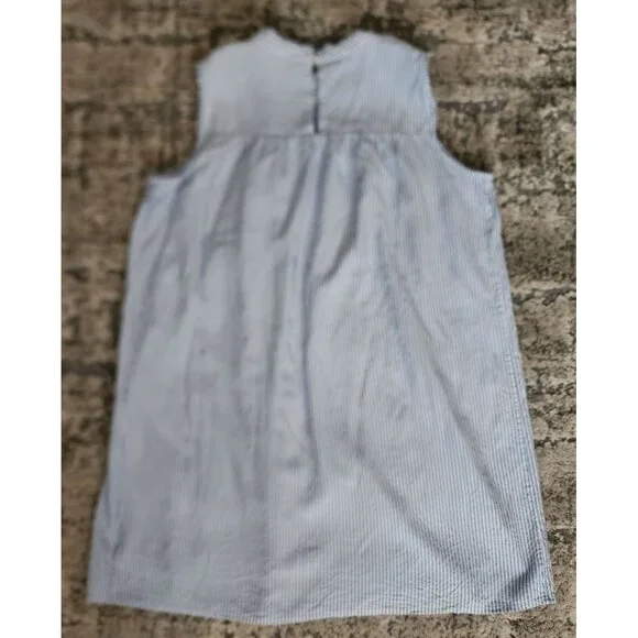 Crown & Ivy Blue White Striped Smocked Sleeveless Mini Shift Dress Women's M - Picture 3 of 6
